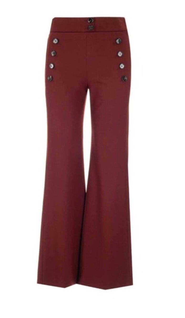 Chloé Burgundy Sailor-Style Wide/Flare-Leg Pants - Size 40